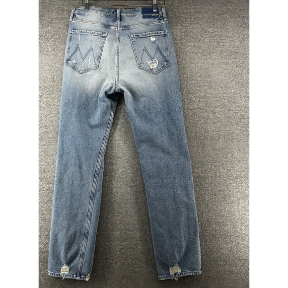 Mother Superior High Waisted Rider Skimp Jeans Women Sz 32 Light Blue Distressed - Picture 2 of 13